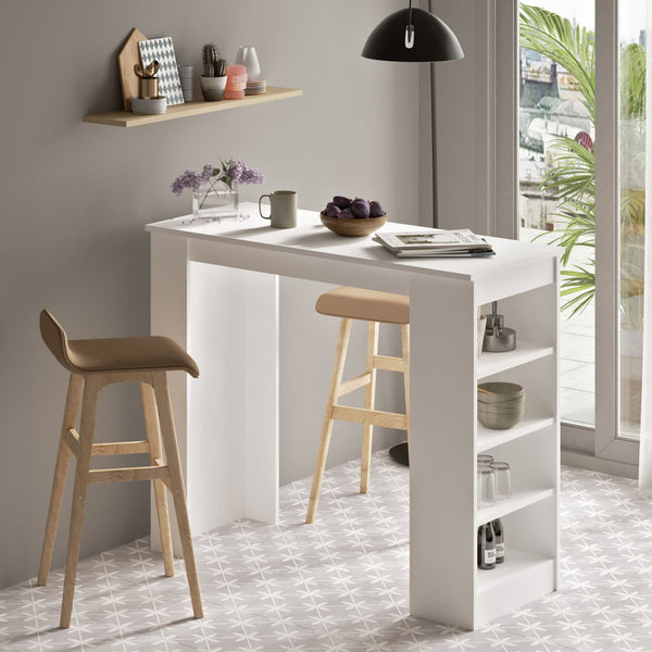 Mesa de Bar Lumière Branca – 120x101,8x51,6 cm | Design Moderno e Durável com Revestimento Melamínico