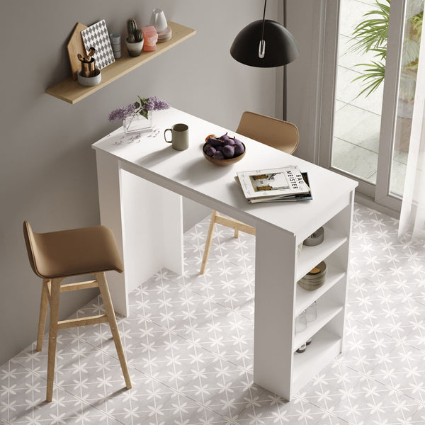 Mesa de Bar Lumière Branca – 120x101,8x51,6 cm | Design Moderno e Durável com Revestimento Melamínico
