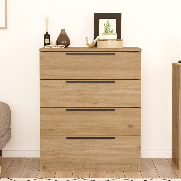 Cómoda Lorel de 4 Gavetas — 71,7x87,6x41,9 cm, Nogueira, Design Elegante