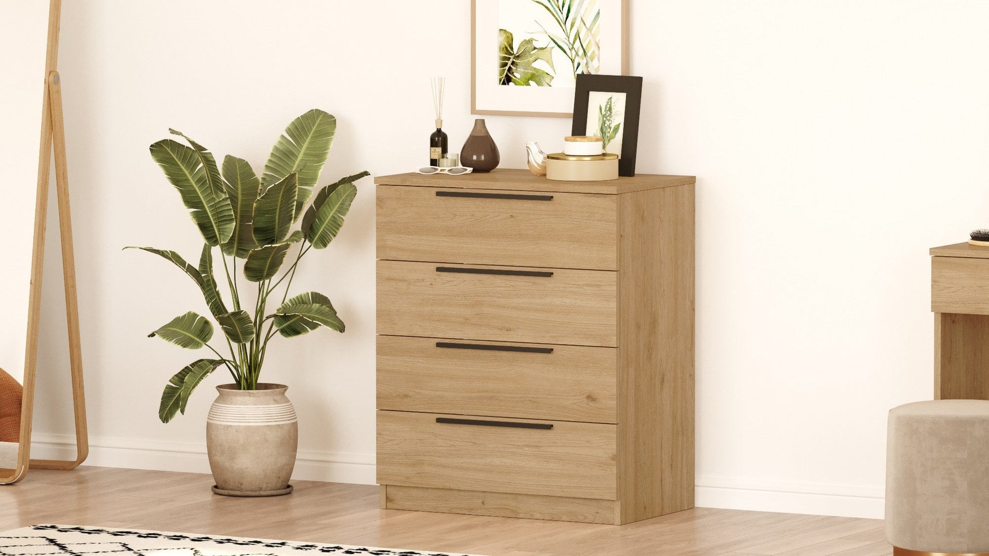 Cómoda Lorel de 4 Gavetas — 71,7x87,6x41,9 cm, Nogueira, Design Elegante