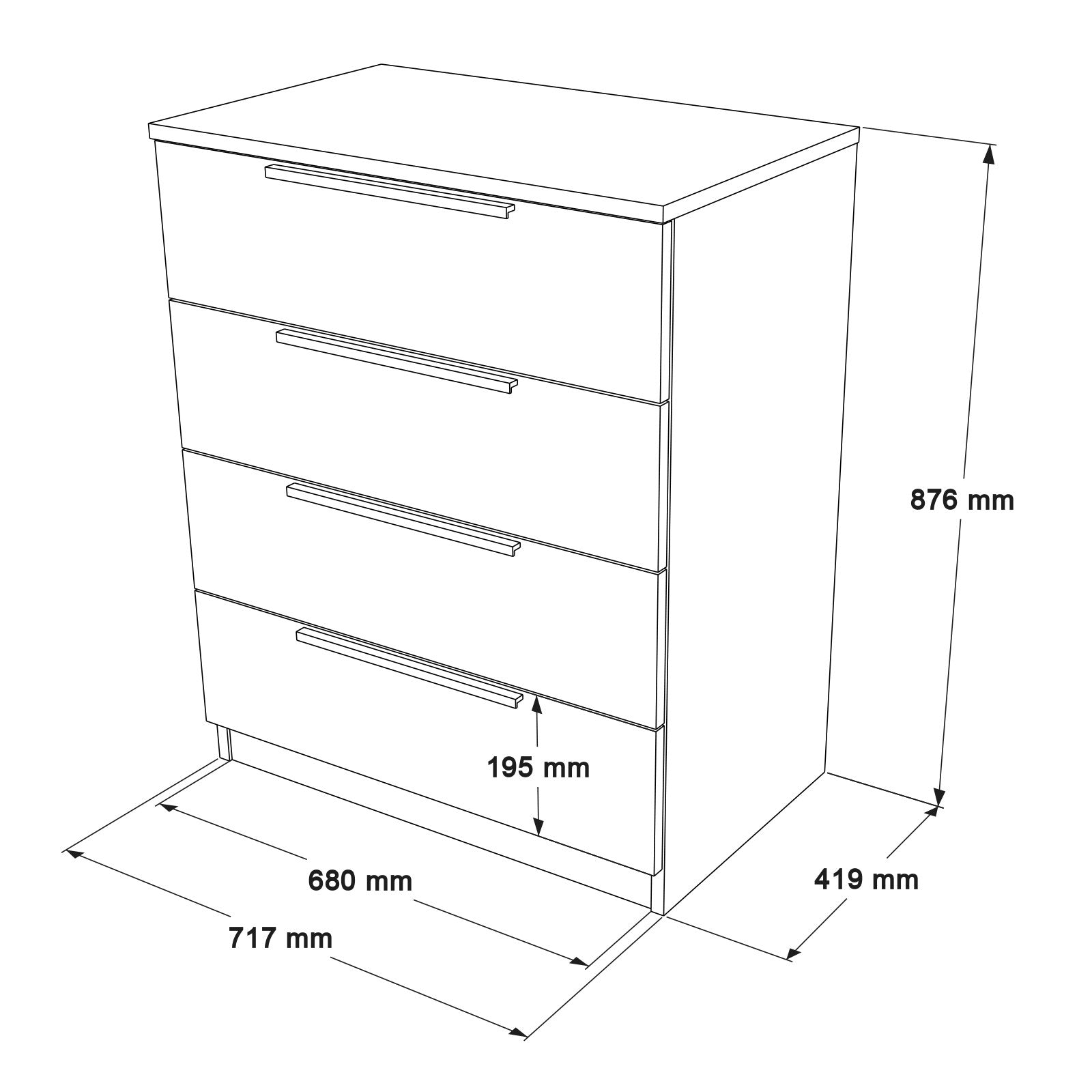Cómoda Lorel de 4 Gavetas — 71,7x87,6x41,9 cm, Nogueira, Design Elegante