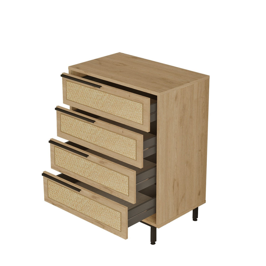 Cómoda Ocean — 74,8x95,1x44,5 cm, Cores Nogueira e Carvalho, Design Elegante