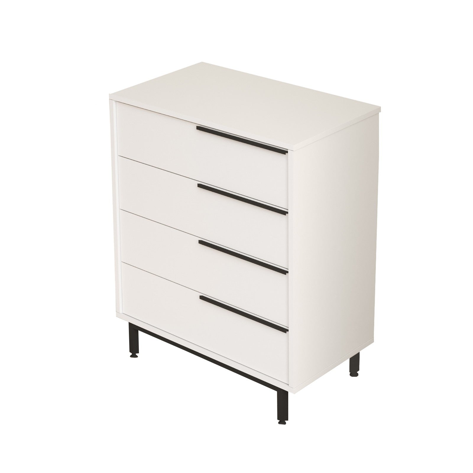 Cómoda Oceans com 4 Gavetas e Pernas Metálicas – 74,8x44,5x95,1 cm – Branco – Estilo Moderno