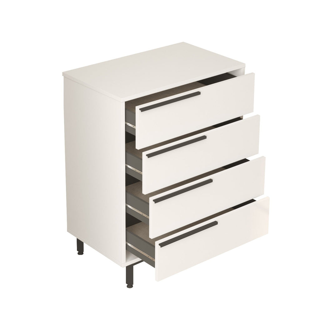 Cómoda Oceans com 4 Gavetas e Pernas Metálicas – 74,8x44,5x95,1 cm – Branco – Estilo Moderno