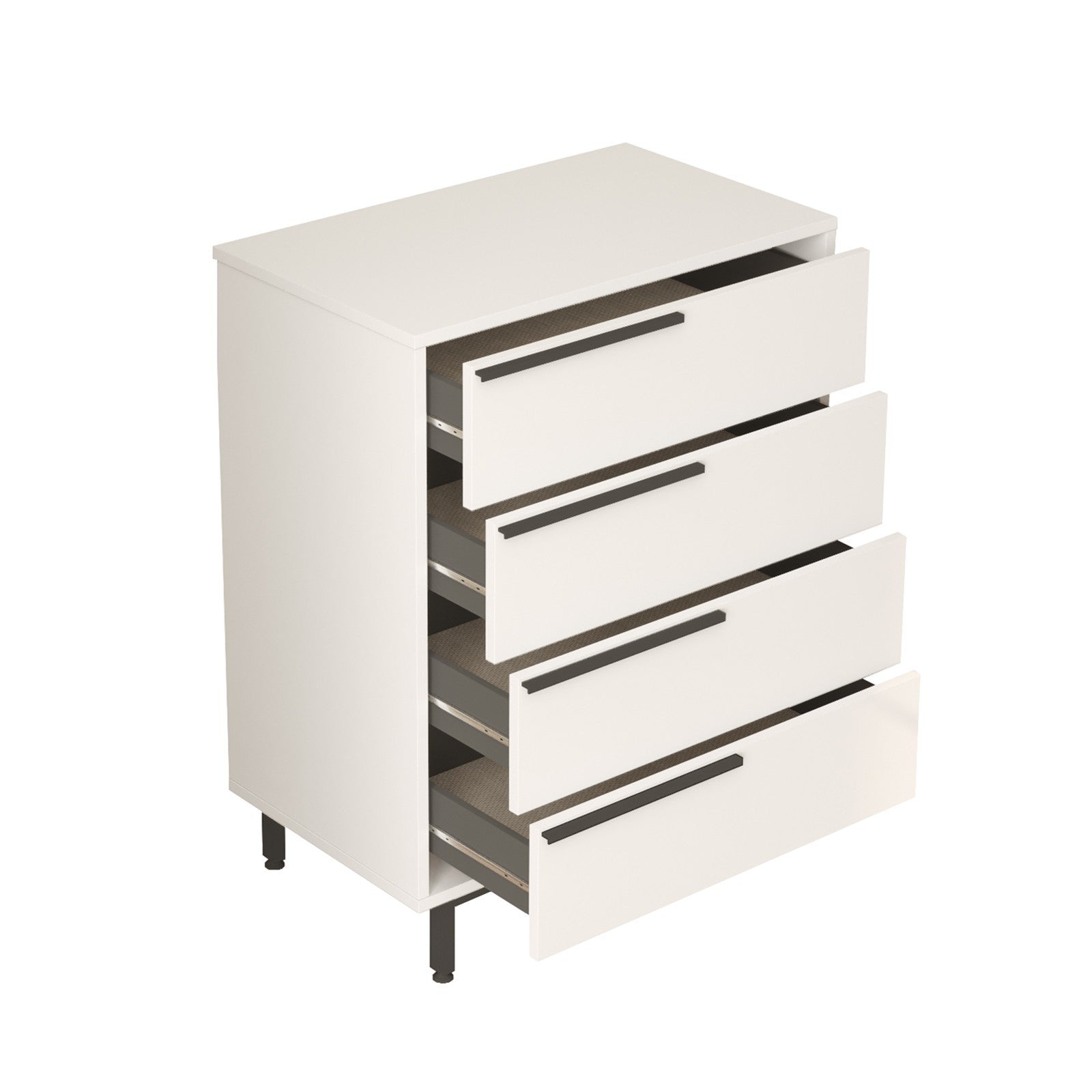 Cómoda Oceans com 4 Gavetas e Pernas Metálicas – 74,8x44,5x95,1 cm – Branco – Estilo Moderno