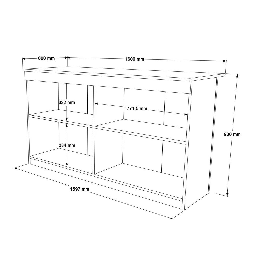 Ilha de Cozinha "Orren" - 160x90x60 cm - Branco - Design Moderno
