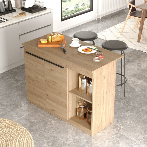 Ilha de Cozinha "Orren" - 120x88x60 cm - Carvalho - Design Moderno