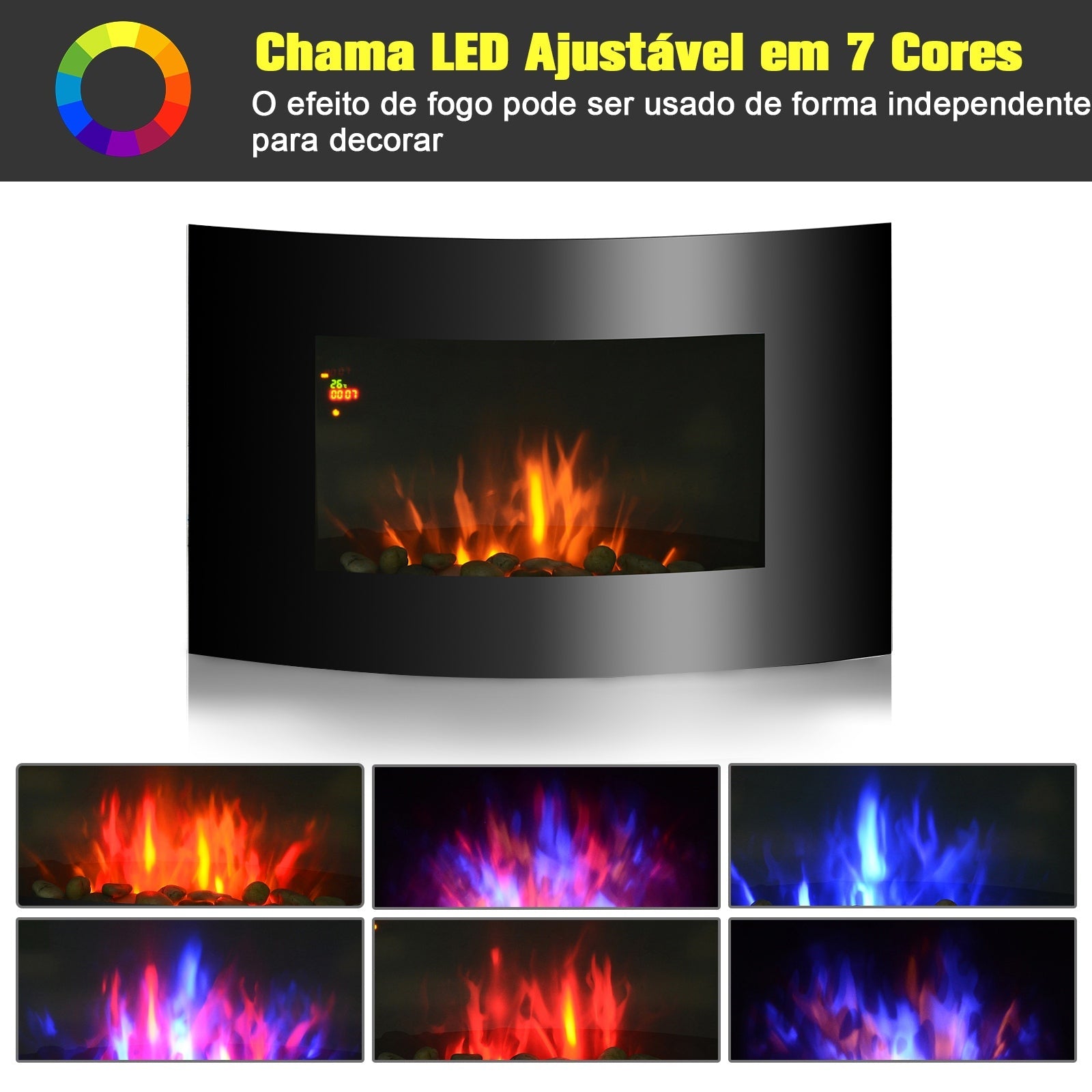 Lareira Elétrica Suspensa e Chama Decorativa - Design Moderno - Leva-Me Contigo - Móveis & Decoração