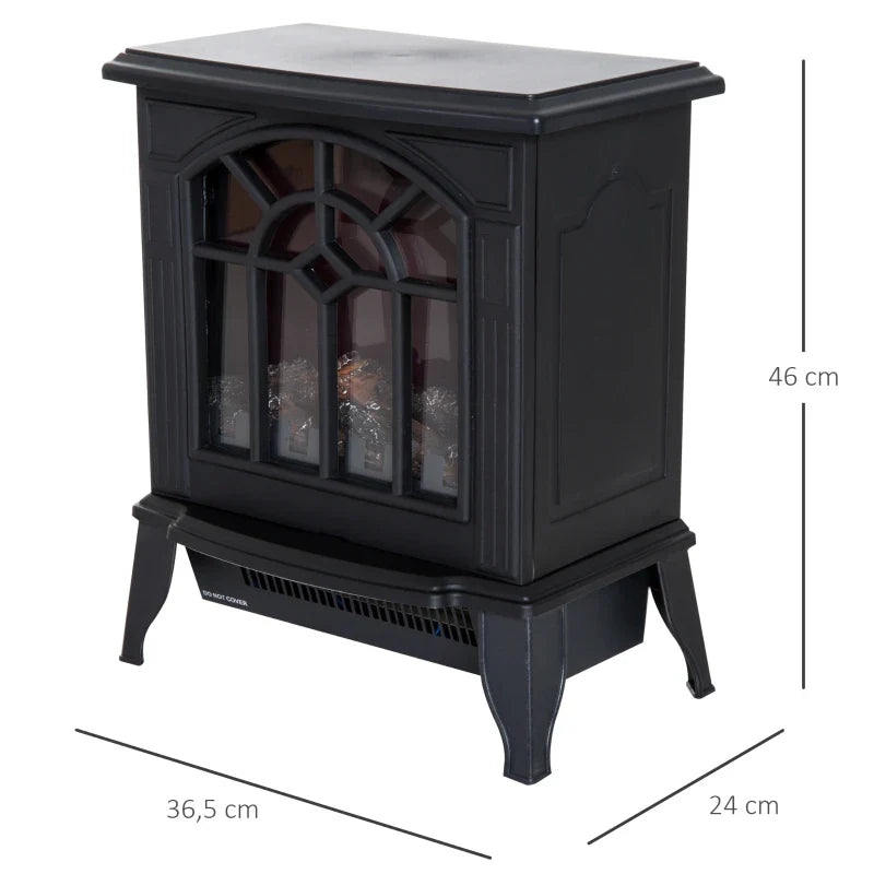 Lareira Elétrica Portátil 1000/2000W com Simulação de Chama Realista Termostato para Salas de até 20m² 36,5x24x46cm Preto