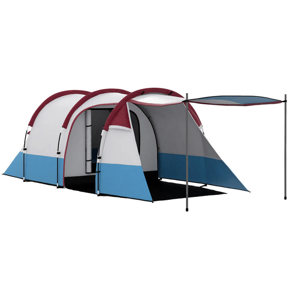 Tenda de Campismo Familiar para 2-3 Pessoas Tenda de Campismo Dobrável com 2 Áreas e Bolsa de Transporte Impermeável para Trekking 420x200x150 cm Multicolor
