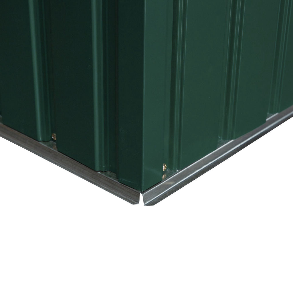 Abrigo de Jardim Metálico 340x386x200cm Abrigo de Exterior para Armazenamento de Ferramentas com Base de Reforço Incluida 4 Janelas de Ventilação e Porta Corredeira Verde