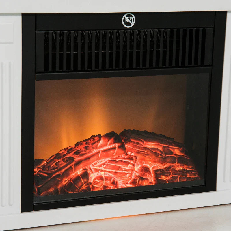 Lareira Elétrica Portátil Lareira Elétrica Compacta com Termostato Ajustável 600W/1200W e Efeito de Chama Realista 34x17x25cm Branco