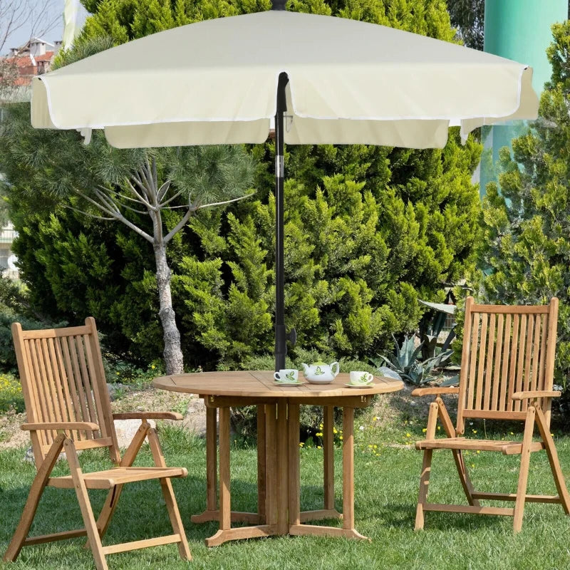 Chapéu de Sol Retangular de Jardim 198x130x240cm Chapéu de Sol de Alumínio com Função de Inclinação para Terraço Pátio Exterior Creme