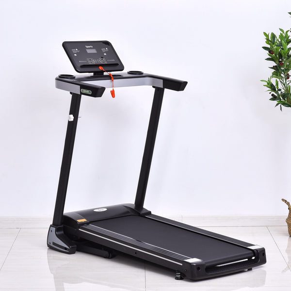 Passadeira Elétrica Dobrável com 12 Programas Ecrã LCD Botão de Parada de Emergência Velocidade 12 km/h Motor 500W Carga Máxima 100kg 71x128x122cm Preto
