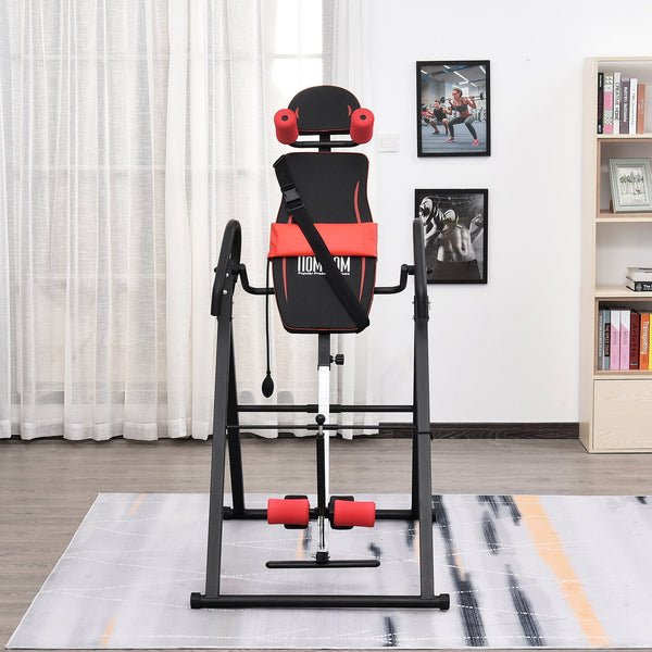 Mesa de Inversão Gravitacional Dobrável Acolchoada com Cinto de Segurança Ajustável em Altura para Usuários de 130-190 cm Exercício e Alívio da Dor nas Costas Carga Máxima 150 kg