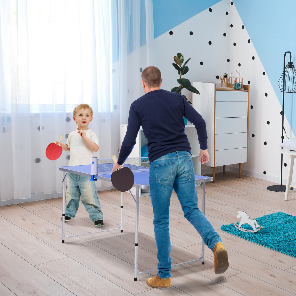 Mesa Dobrável de Pingue-pongue Altura Ajustável em 3 níveis Multifuncionais Mesa de Piquenique com Pás e Bolas de Pingue-pongue 160x80x54 / 62 / 70cm Carga máxima 30kg