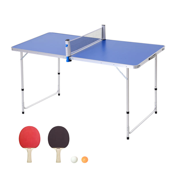 Mesa Dobrável de Pingue-pongue Altura Ajustável em 3 níveis Multifuncionais Mesa de Piquenique com Pás e Bolas de Pingue-pongue 160x80x54 / 62 / 70cm Carga máxima 30kg