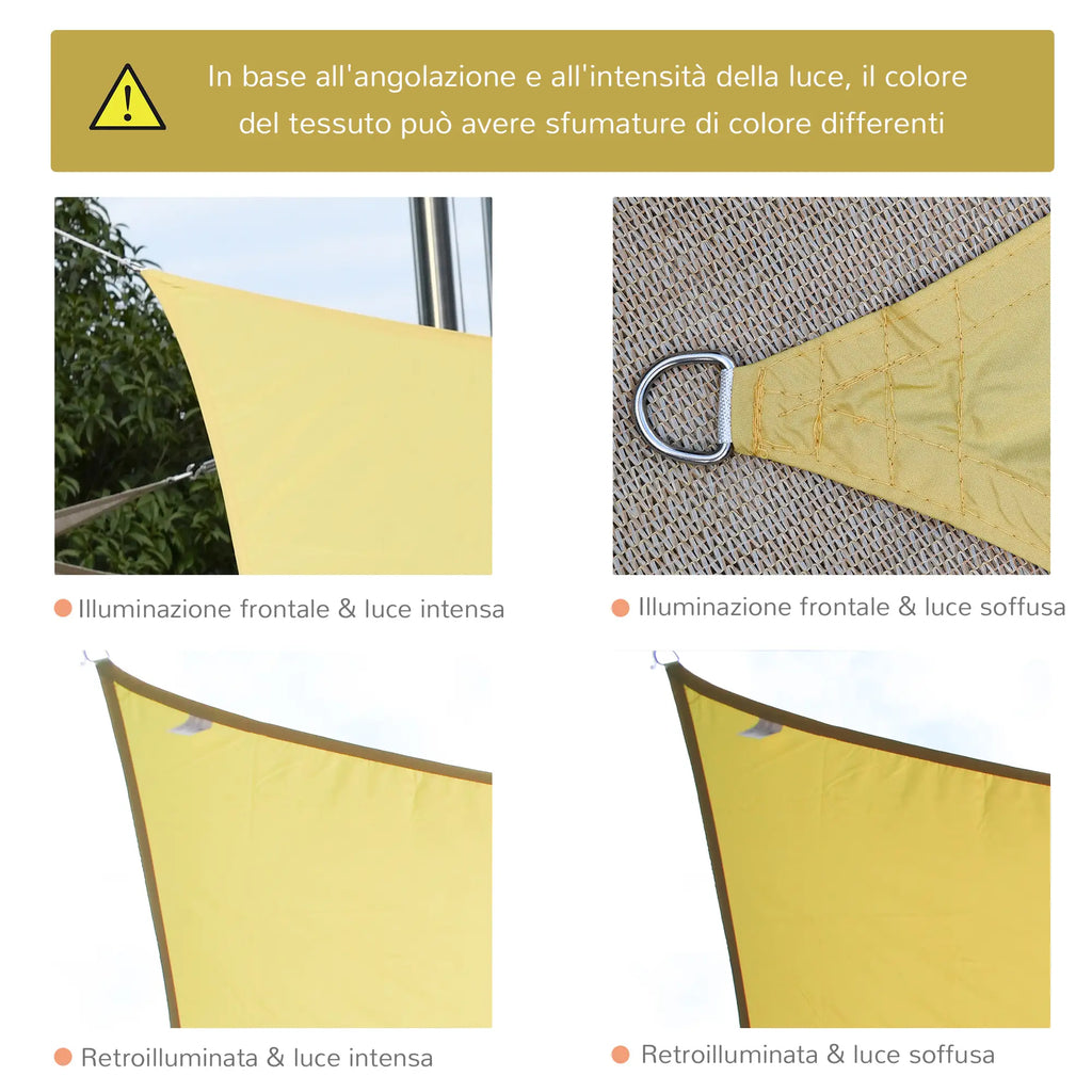 Vela de Sombra Retangular 4x6 m Toldo Vela de Poliéster com Proteção UV Aneis em Forma de D e Cordas para Jardim Pátio Piscina Areia