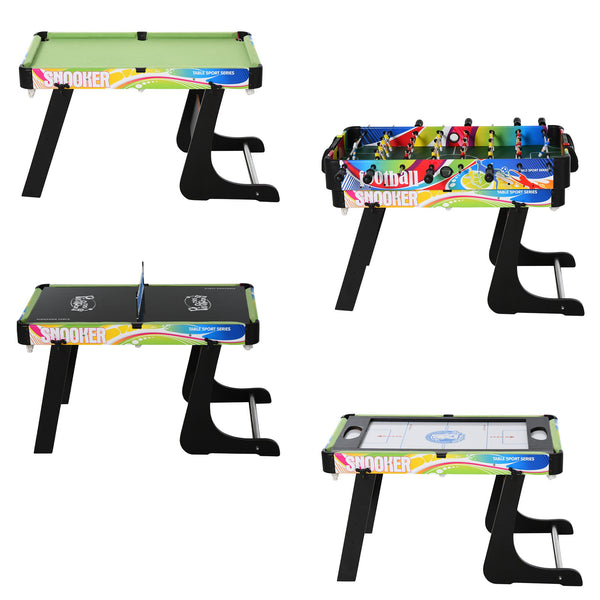 Mesa Multi-Jogos Dobrável Mesa de Jogos Desenho 4 em 1 Matraquilhos Hóquei de Mesa Bilhar Pingue-Pongue e Acessórios Incluídos 86,5x43,5x64 cm Multicor