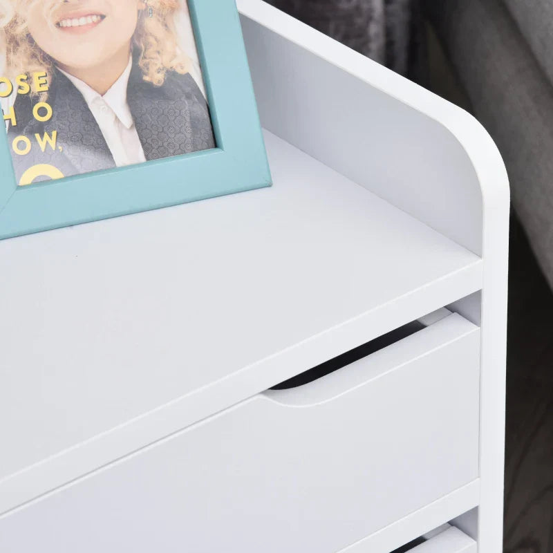 Mesa lateral de cabeceira multiuso para sala de estar ou quarto com 2 gavetas espaçosas Pernas de pinho elevado Design moderno 33x28x42cm Branco
