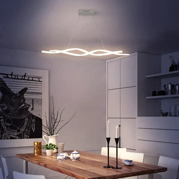 Candeeiro de Teto Moderno com LED IP20 38W 3700lm e Cordas Ajustáveis Candeeiro de Teto de Alumínio para Sala de Estar Sala de Jantar Dormitório 90x9x9cm Prata
