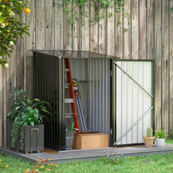Abrigo de Jardim em Aço Galvanizado Modello Grigio – 0,92 m², Porta com Trava, Telhado Inclinado, 100x103x160 cm – Cinzento Escuro