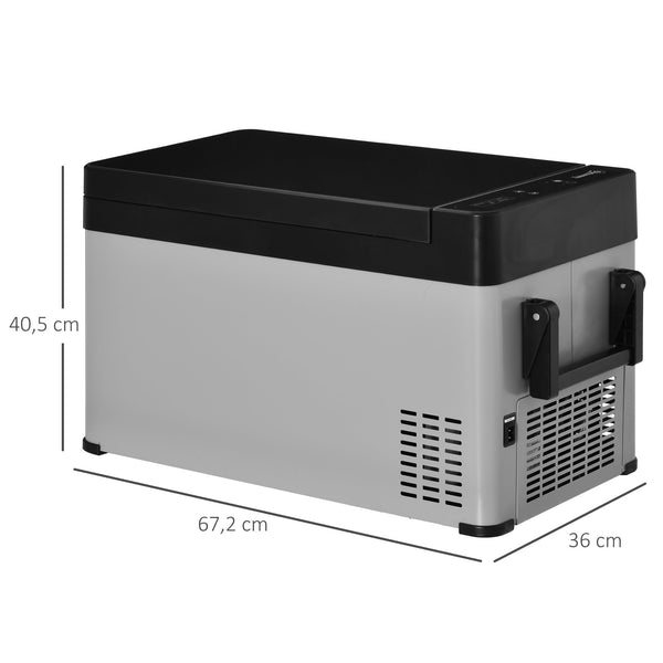 Geleira Elétrica de Compressor Portátil 40L Mini Geleira de Carro 12/24V CC com Tela Tátil e Alças Dobráveis para Barco Caminhão 67,2x36x40,5cm Cinza e Preto