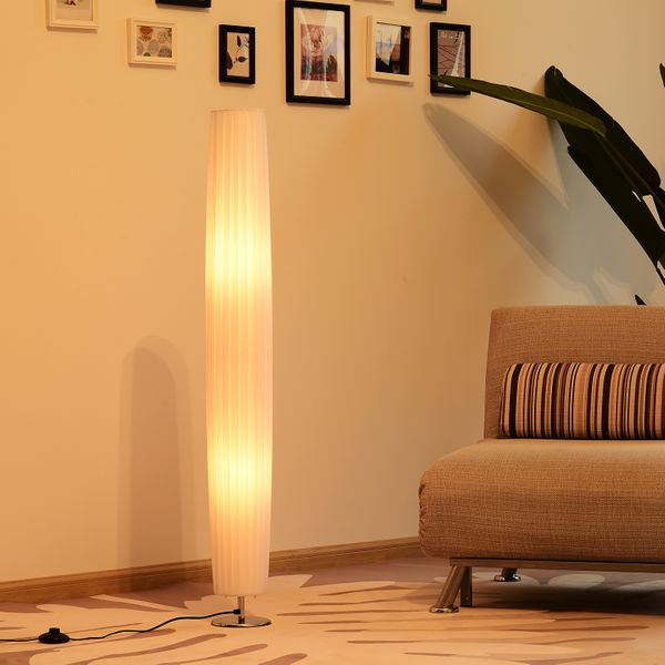Candeeiro de Pé Moderno para Dormitório Sala de Estar com Interruptor de Pé e Base de Aço Inoxidável Ø15x120 cm Branco