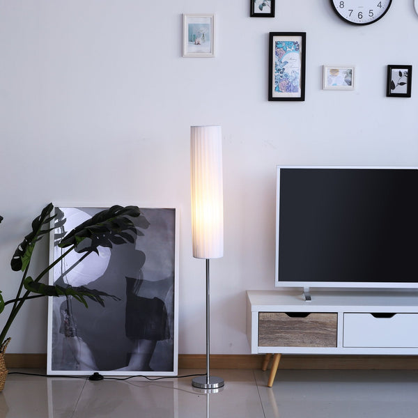 Candeeiro de Pé Moderno para o Quarto com Luzes E27, 40W e Interruptor de Pé, com Base de Aço Inoxidável Cor Branca 120cm