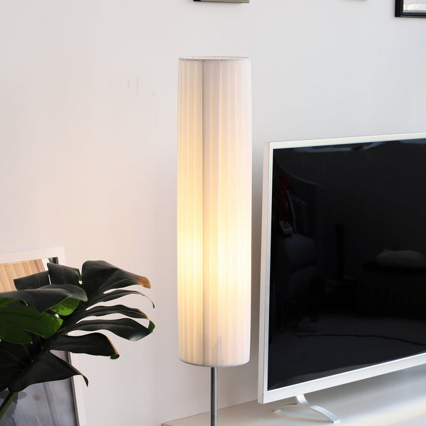 Candeeiro de Pé Moderno para o Quarto com Luzes E27, 40W e Interruptor de Pé, com Base de Aço Inoxidável Cor Branca 120cm
