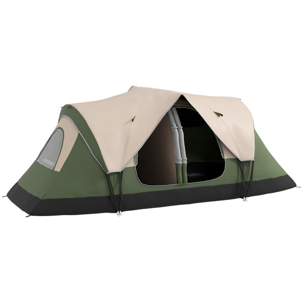 Tenda de Campismo Familiar para 4-5 Pessoas Tenda de Campismo Dobrável com 2 Quartos e Bolsa de Transporte Impermeável para Trekking 450x215x180 cm Verde
