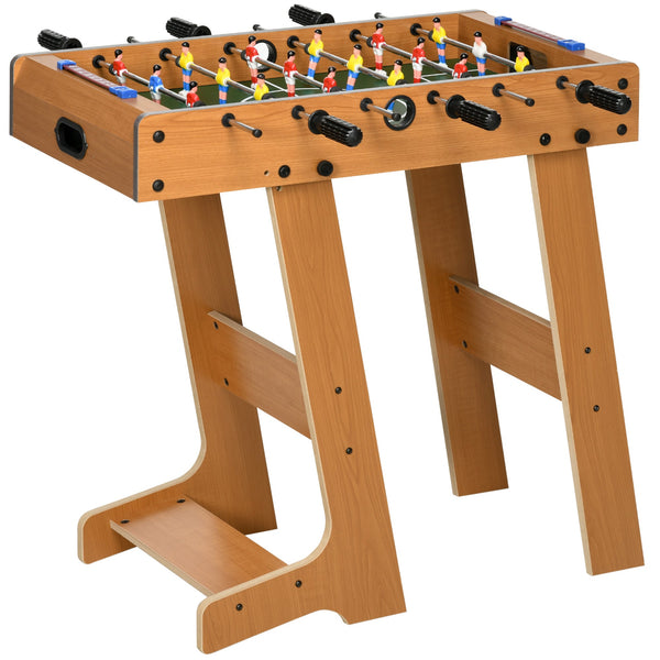 Mesa de Matraquilho para Crianças e Adultos Matraquilho 69x37x70cm com 2 Bolas 6 Hastes Metálicas 2 Placares de Pontos 18 Jogadores Pés Dobrável para Familias Festas Madeira