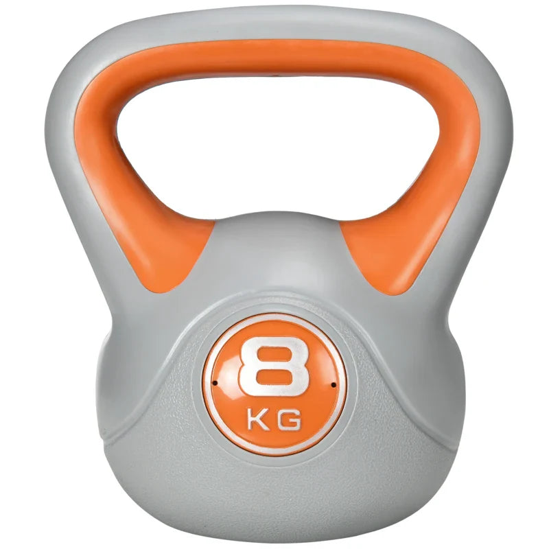 SPORTNOW Kettlebell 8kg Peso Russo com Revestimento de PU e Enchimento de Areia para Treinamento em Casa Ginásio 20x14x24cm Laranja e Cinza