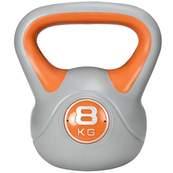SPORTNOW Kettlebell 8kg Peso Russo com Revestimento de PU e Enchimento de Areia para Treinamento em Casa Ginásio 20x14x24cm Laranja e Cinza