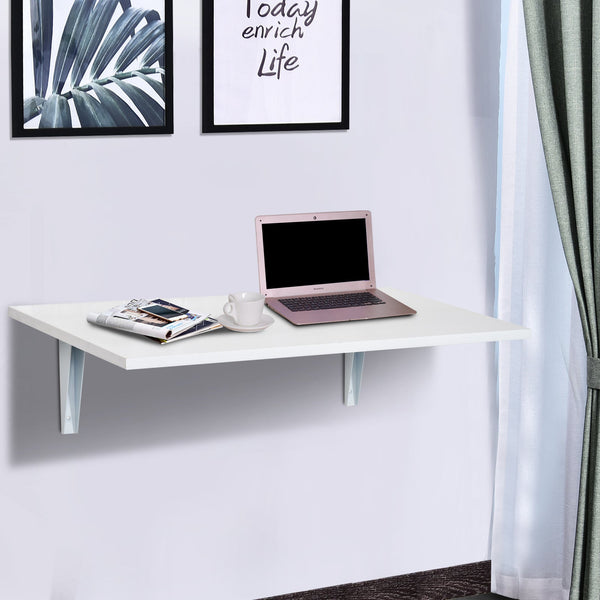 Mesa Dobrável de Parede Mesa Auxiliar Suspensa para Cozinha Sala de Jantar 60x40x20cm Branco