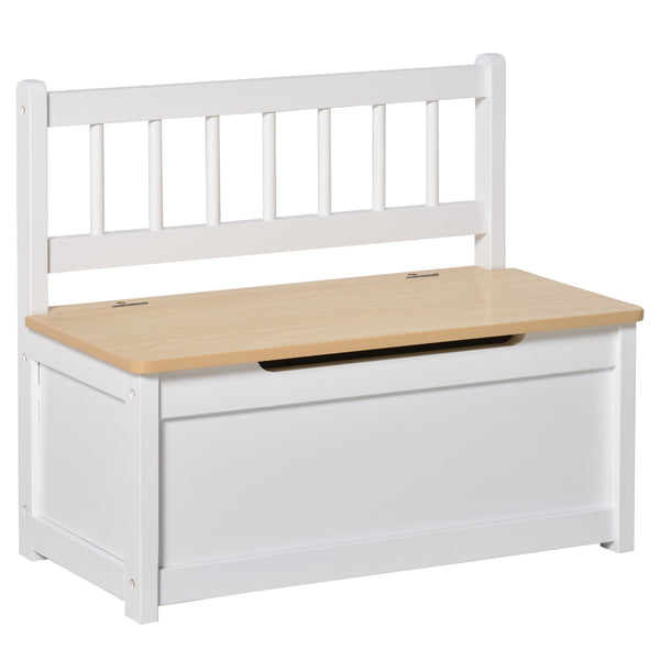 Baú de Brinquedos para crianças acima de 2 anos Banco de Armazenamento Infantil de Madeira de Pinho com Tampa de Amortecimento e Encosto Alto para Sala de Jogos Habitação 60x30x50cm Banco