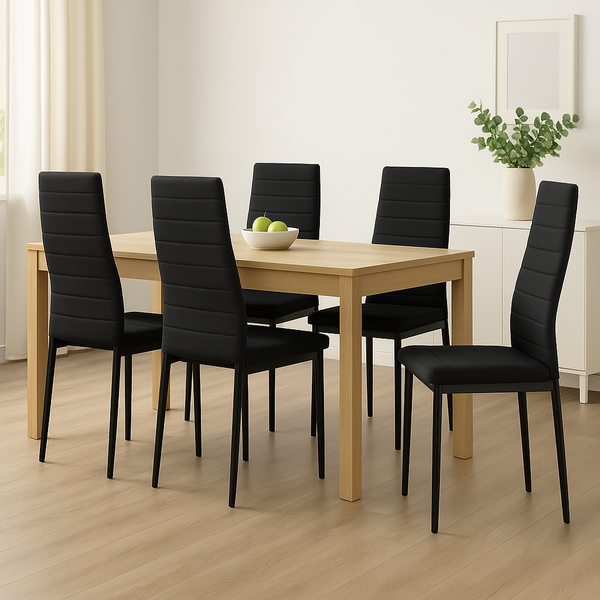 Conjunto de 4 Cadeiras de Sala de Jantar Estofadas em Linho com Pernas em Metal Cadeiras Modernas para Cozinha Quarto Suporta até 120 kg 41x50x97 cm Preto