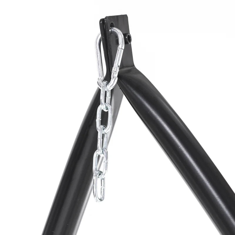 Suporte para cadeira suspensa Suporte giratório de 190 cm com mesa lateral carga máx.120kg Estrutura metálica para jardim de pátio preto