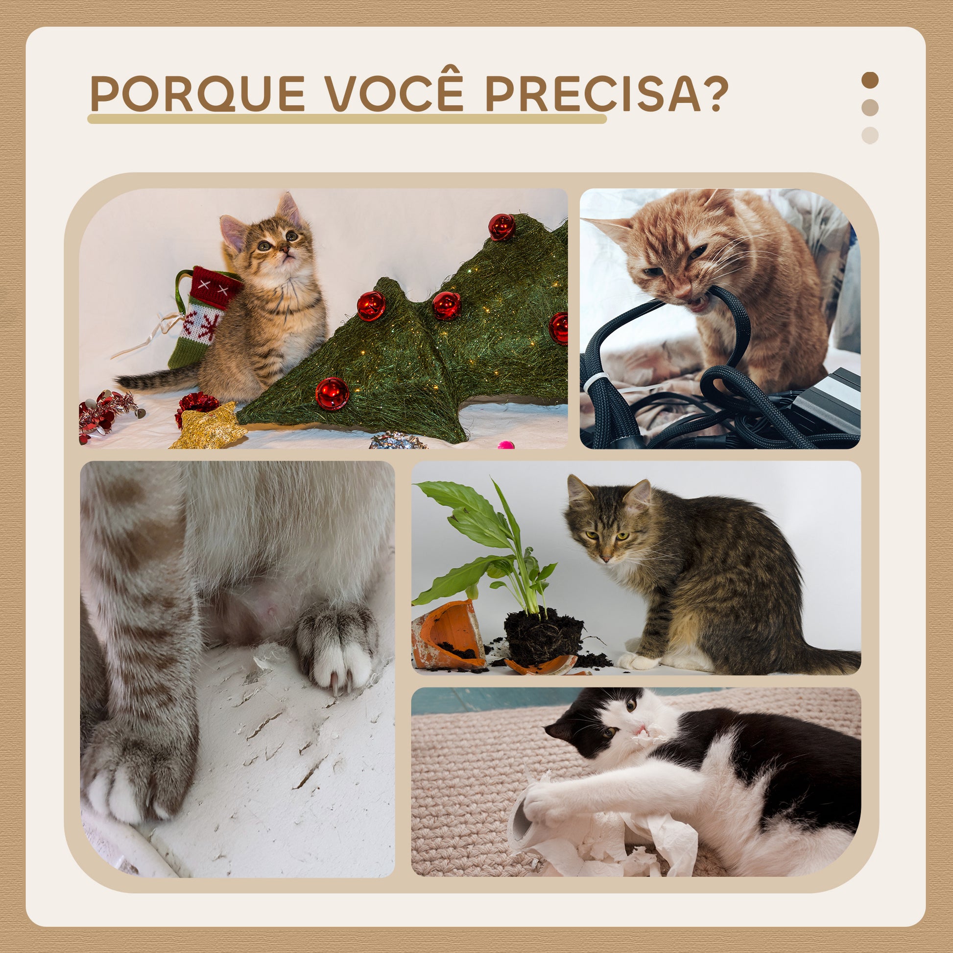 PawHut Arranhador para Gatos Mini Arranhador para Gatos de 2 Níveis com Plataforma Bola com Mola Corda Suspensa e Poste de Sisal 55x55x83 cm Bege