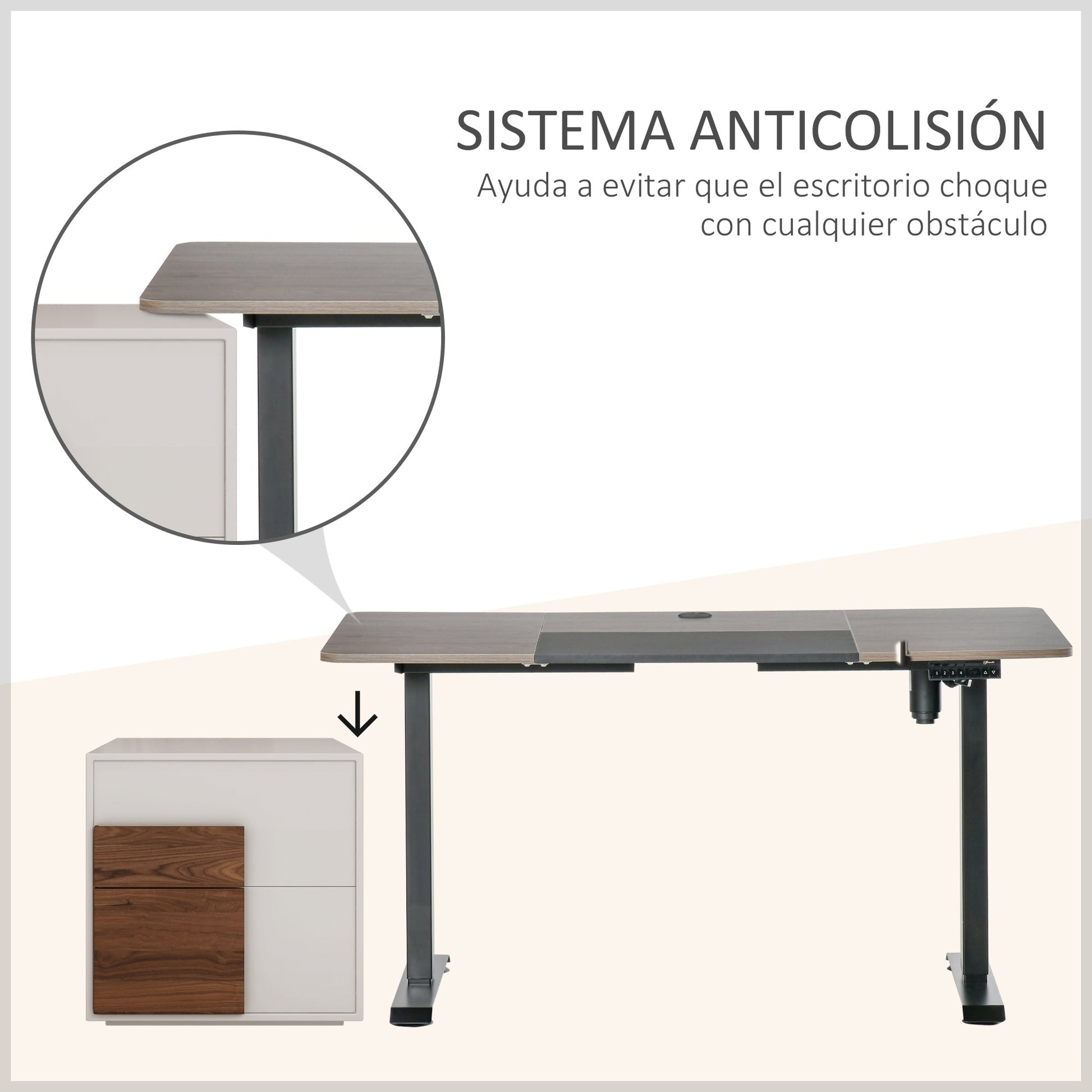 Secretária Elétrica de Pé com Ajuste Elétrico de Altura e 4 Teclas de Memória para Casa Escritório 140x70x72-116 cm Preto e Natural