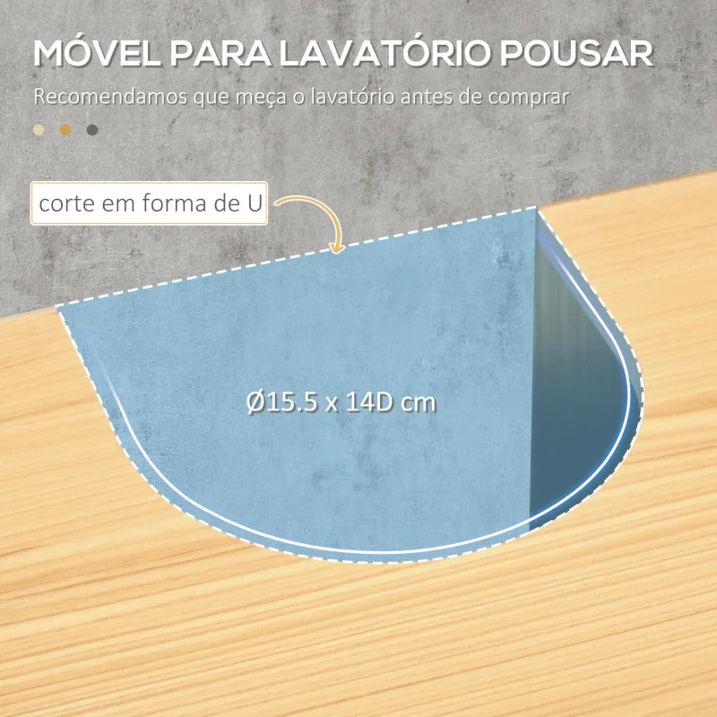 Móvel para Lavatório Pousar Armário Casa de Banho de Madeira com 2 Portas e Prateleira Interior Ajustável Estilo Industrial Anti-Tombo 60x30x62,5cm Madeira e Preto