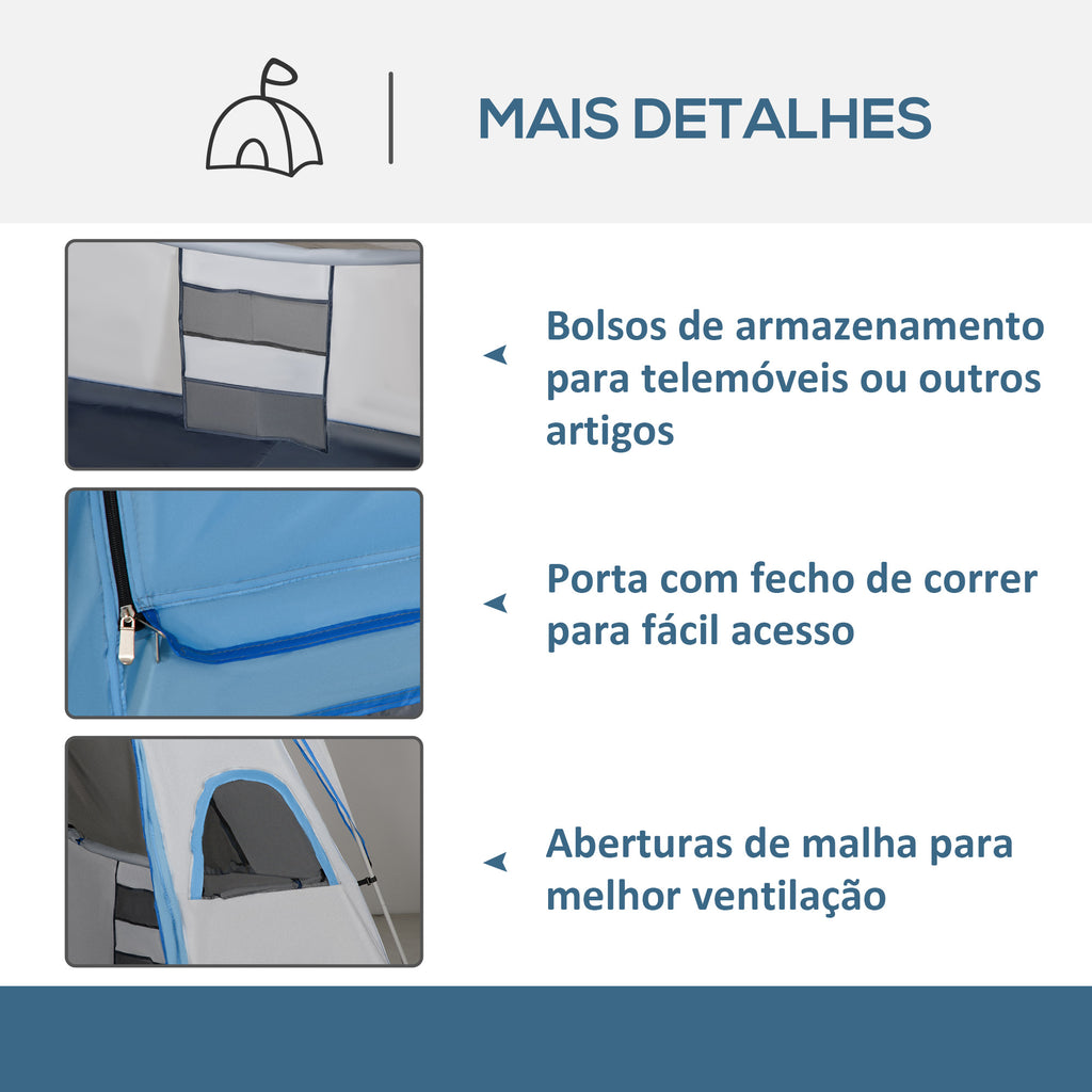 Tenda de Campismo Familiar para 4-5 Pessoas com 2 Quartos Tenda de Campismo Grande com 2 Bolsos e Janelas com Malha Impermeável 400x275x210 cm Cinza