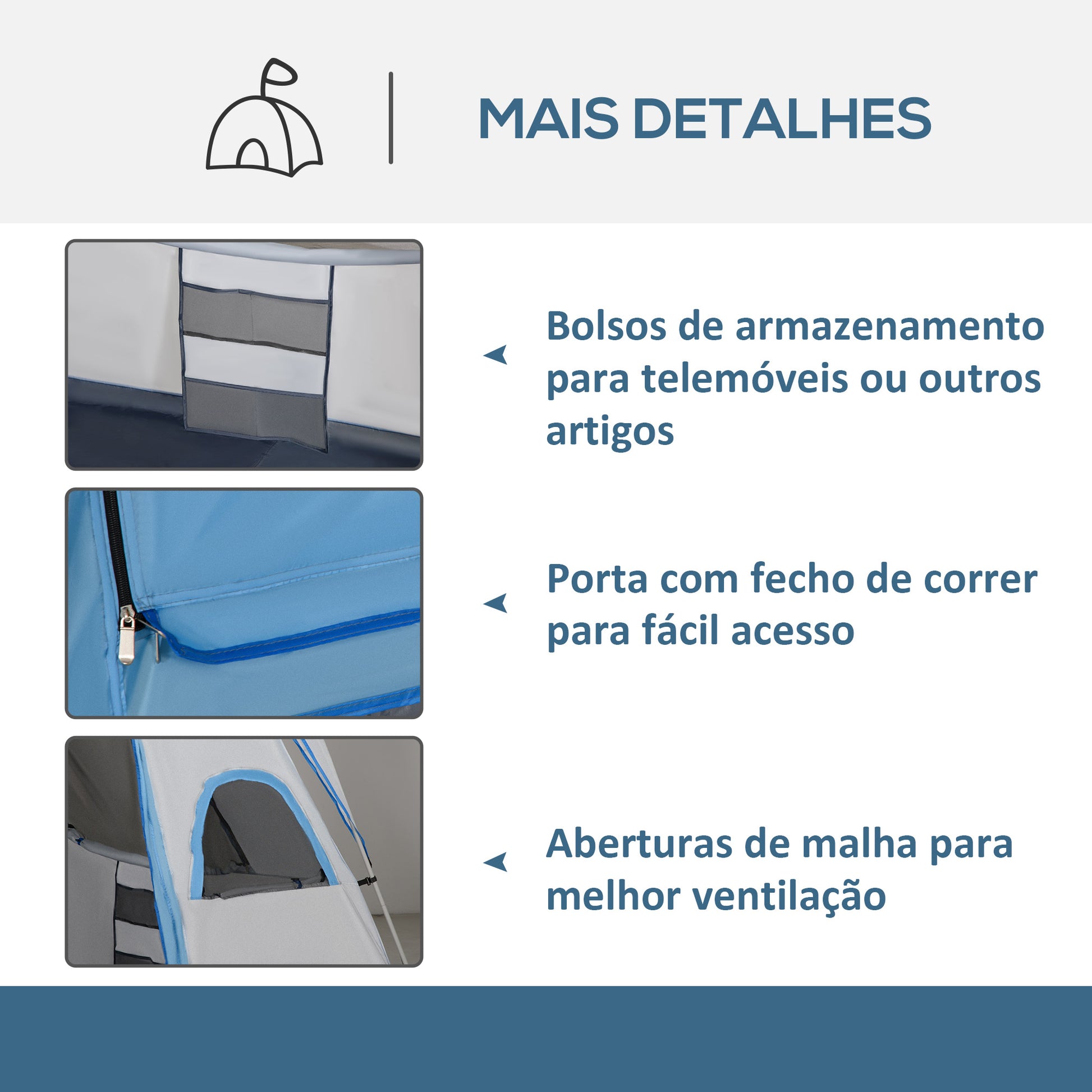 Tenda de Campismo Familiar para 4-5 Pessoas com 2 Quartos Tenda de Campismo Grande com 2 Bolsos e Janelas com Malha Impermeável 400x275x210 cm Cinza
