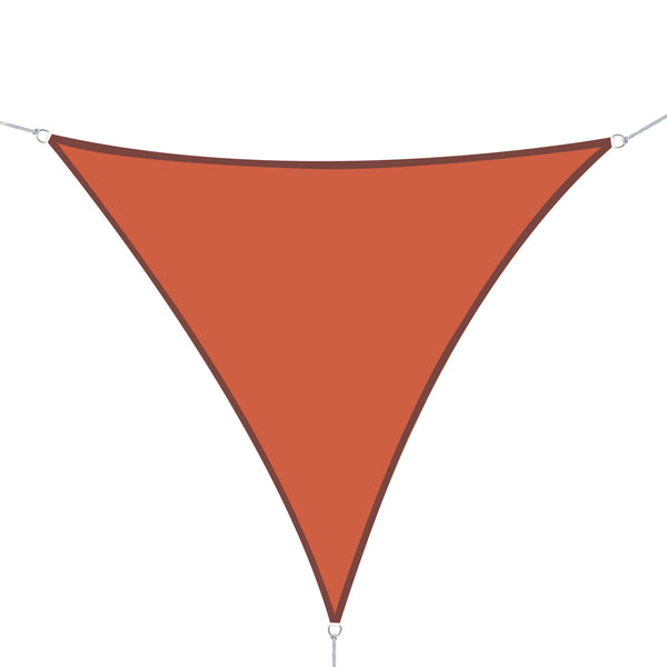 Vela de Sombra Triangular 3x3x3 m Toldo Vela de Poliéster com Proteção UV Aneis em Forma de D e Cordas para Jardim Pátio Piscina Terracota