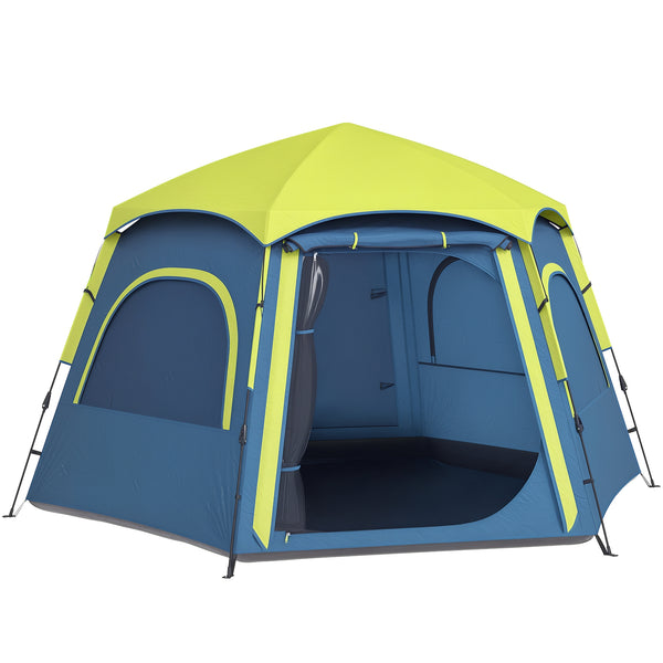 Tenda de Campismo para 2-3 Pessoas Tenda de Campismo Dobrável com Fácil Instalação Janelas de Rede Gancho e Bolsa de Transporte Proteção UV Impermeável 280x240x155 cm Azul e Verde