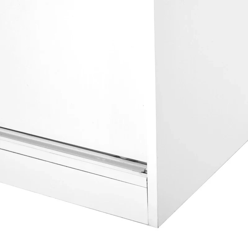 Armário de escritório com 2 portas deslizantes e 3 prateleiras para escritorio 80x40x120 cm Branco