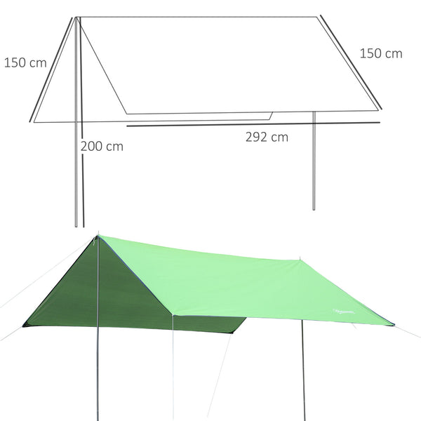 Abrigo de Campismo Portátil 300x292 cm Tenda de Campismo Impermeável com Proteção Solar para Praia Piquenique Exterior Verde