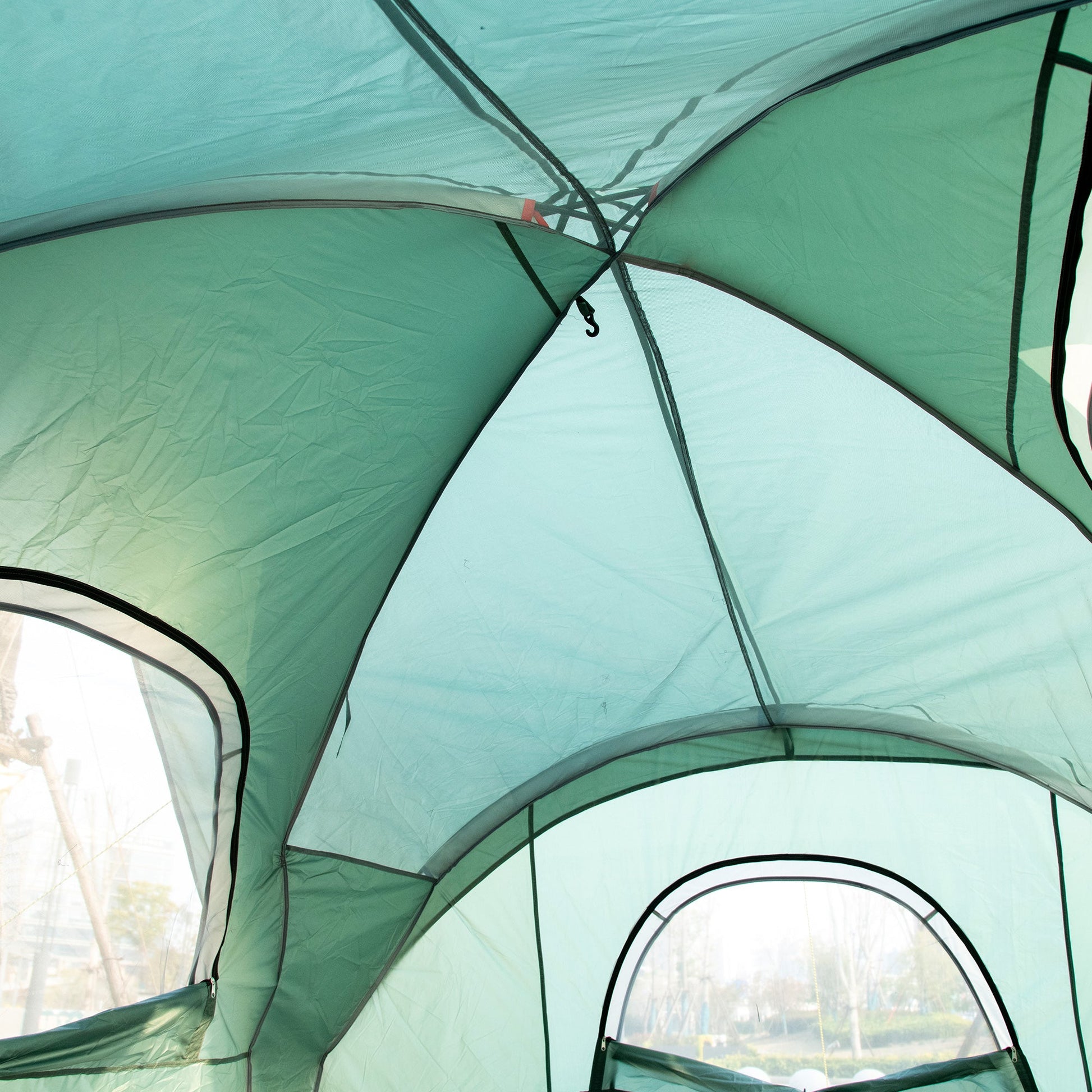 Tenda de Campismo para 4-5 Pessoas Impermeável 3000mm+ Anti UV com Bolsa de Transporte e Gancho para Luz 455x230x180cm Verde