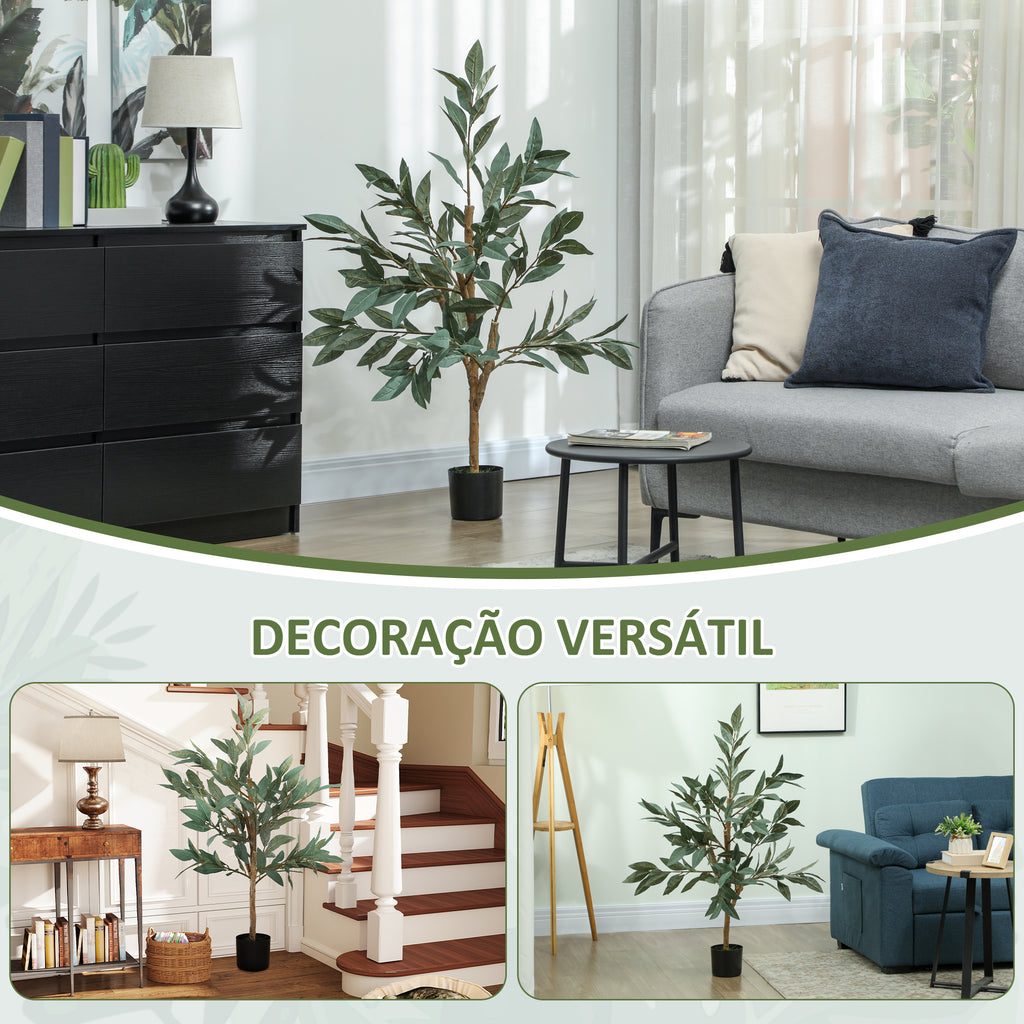 Planta Artificial de Louro 120 cm Planta Artificial Decorativa Grande Decoração para Casa Escritório Varanda Quarto Verde