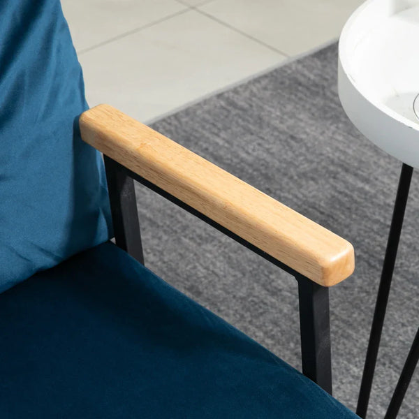 Sofá Cama Sofá Convertível em Cama de 2 Lugares Dobrável com Encosto Ajustável em 5 Níveis e 2 Almofadas Acolchoadas para Escritório Dormitório Sala de Estar 102x73x81 cm Azul